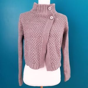 Gray Wrap Button Collar Sweater
